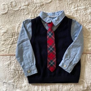 Boys 3 piece dress shirt, vest and tie